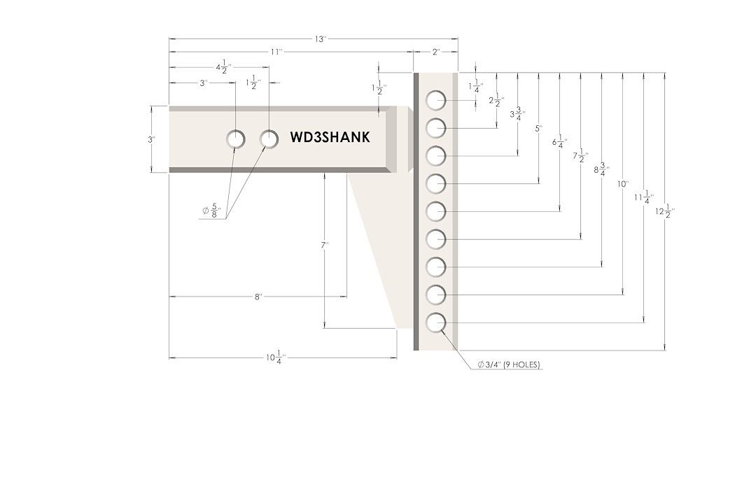 Bulletproof Hitches Wd3shank Weight Distribution Hitch Shank||wd3shank_7.Png||92||bphwd3shank||1736345