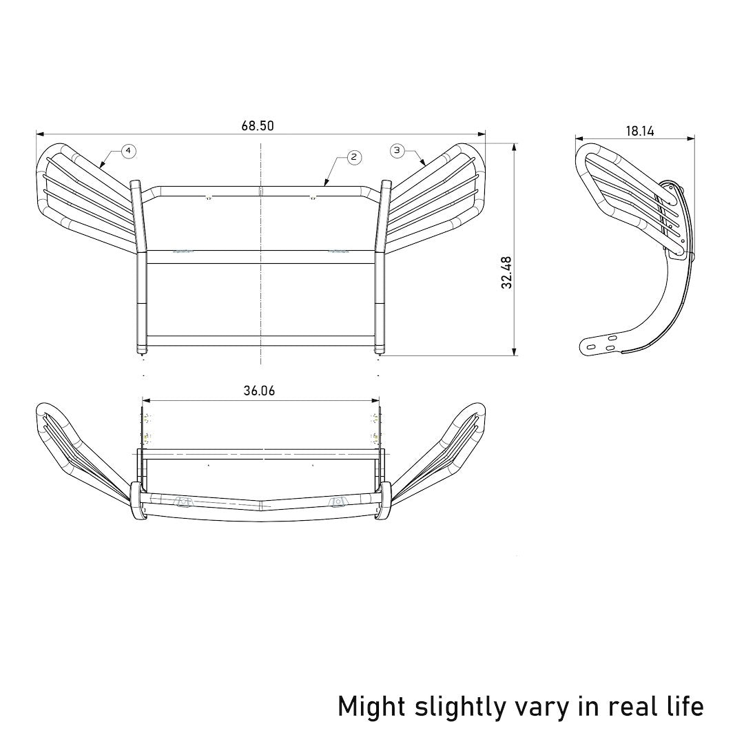 Product of Black Horse Offroad 17A093902MA-PLFR Grille Guard