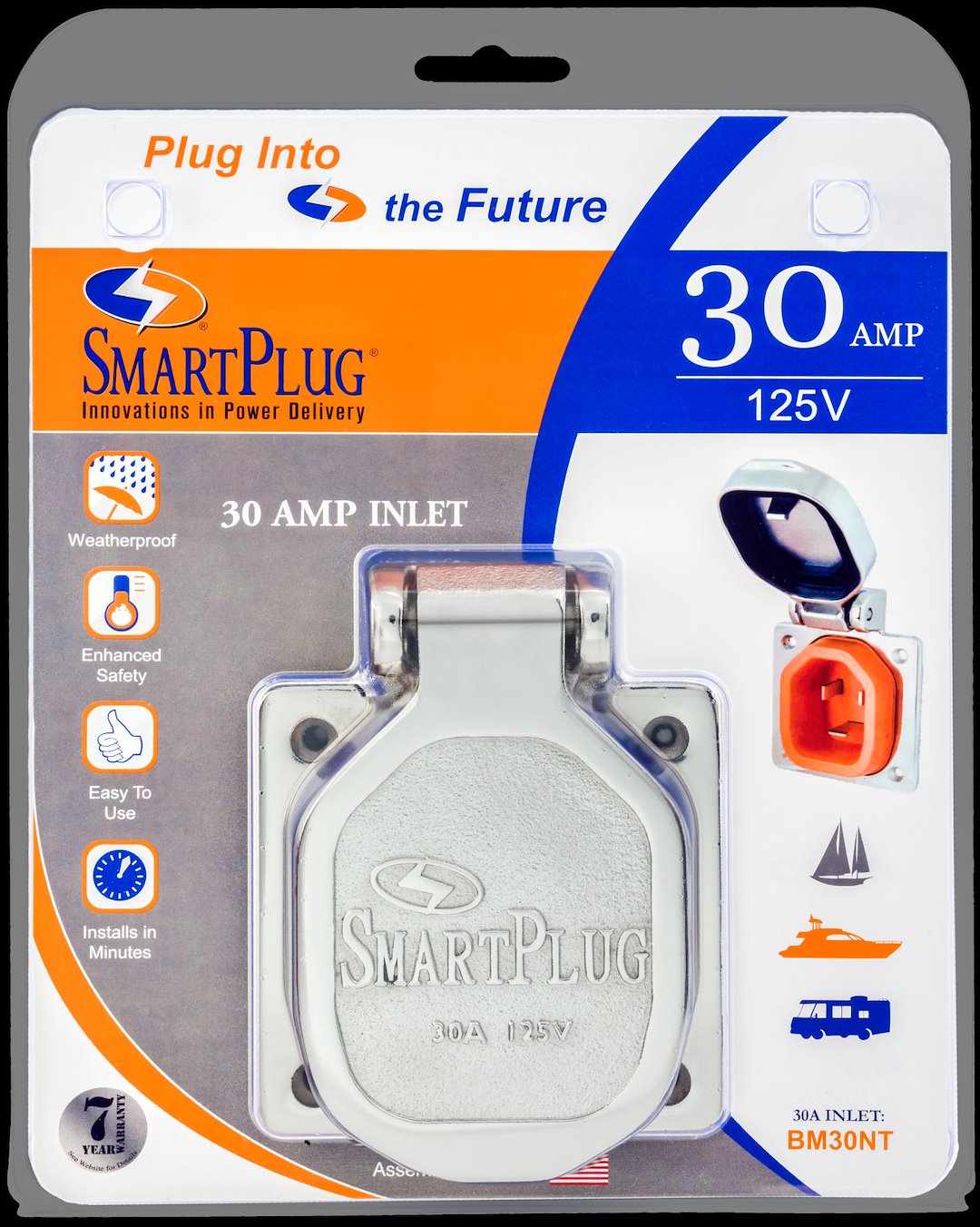 Smartplug Systems Bm30nt Power Inlet Port||bm30nt - 30amp Inlet - Stainless.Jpg||85||s5pbm30nt||1722108