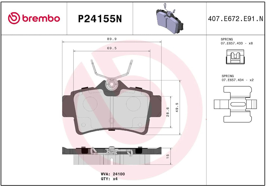 Brembo P24155n Brake Pad||p24155n_R.Jpg||86||brmp24155n||2091790