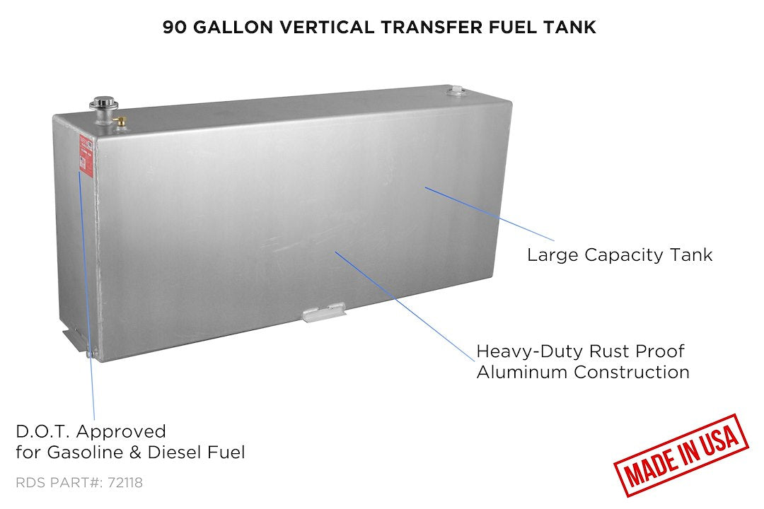 Product of RDS Tanks 72118 Diesel/ Gasoline Liquid Transfer Tank 90 Gallon Rectangular
