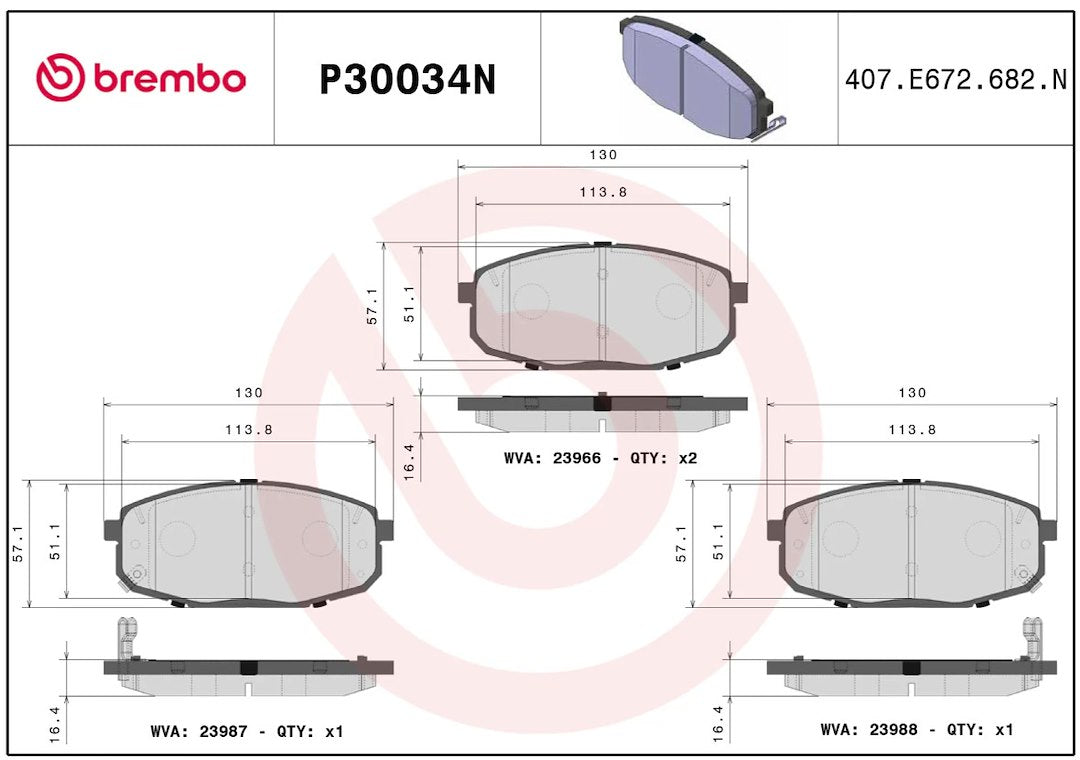 Brembo P30034n Brake Pad||p30034n_R.Jpg||86||brmp30034n||2091583