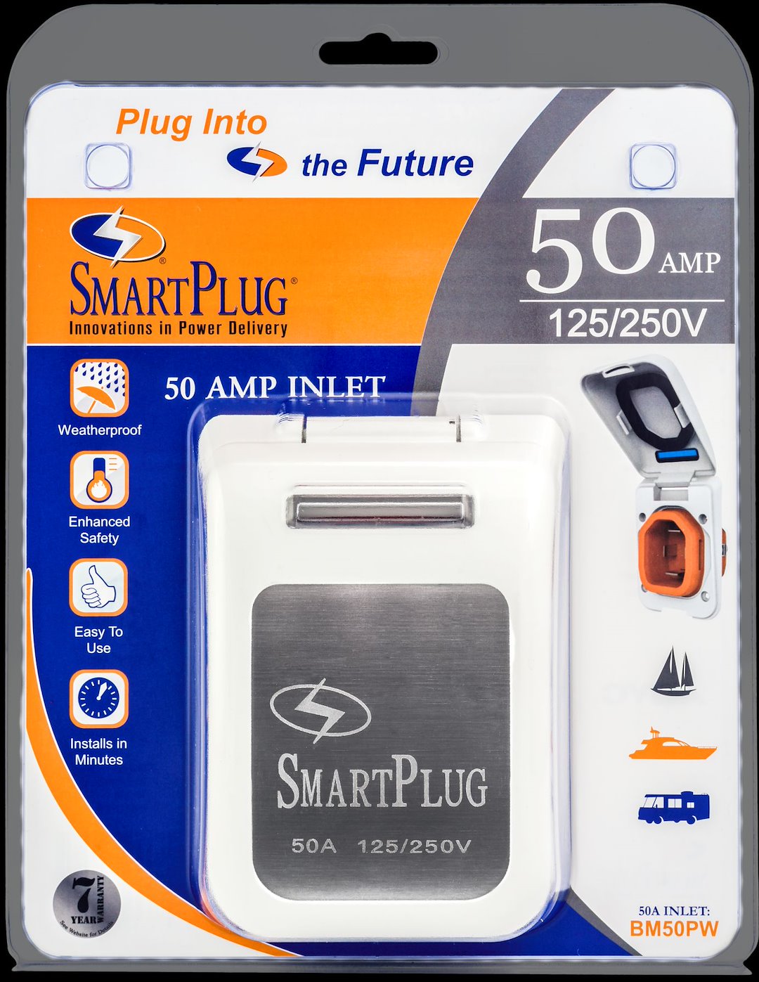 Smartplug Systems Bm50pw Power Inlet Port||bm50pw - 50amp Inlet - White.Jpg||85||s5pbm50pw||1722112