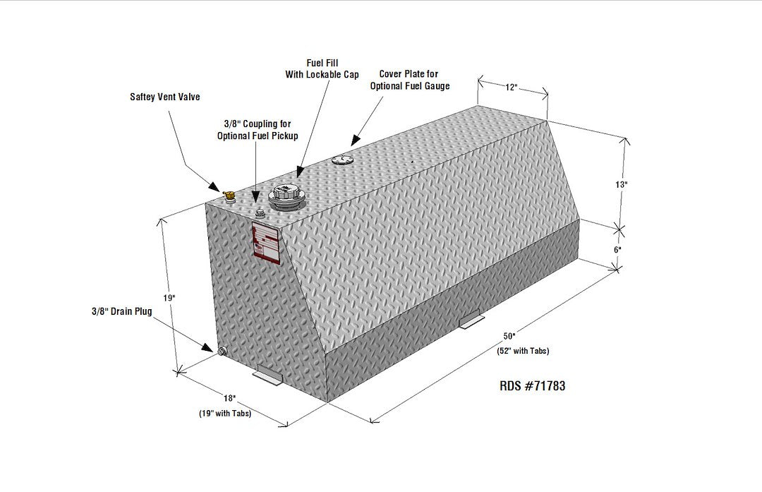 Product of RDS Tanks 71783 Rectangular 63 Gallon Auxiliary Fuel Tank