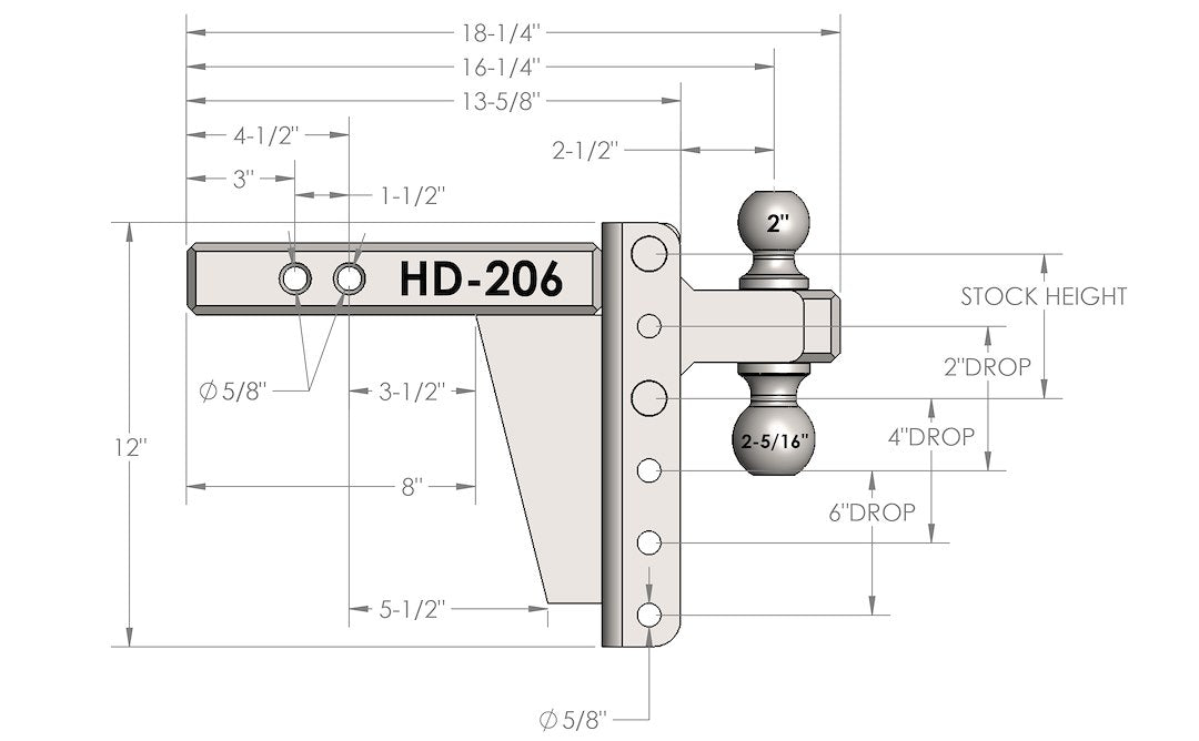 Bulletproof Hitches Hd206 Trailer Hitch Ball Mount||hd206 (2).Jpg||86||bphhd206||1036560