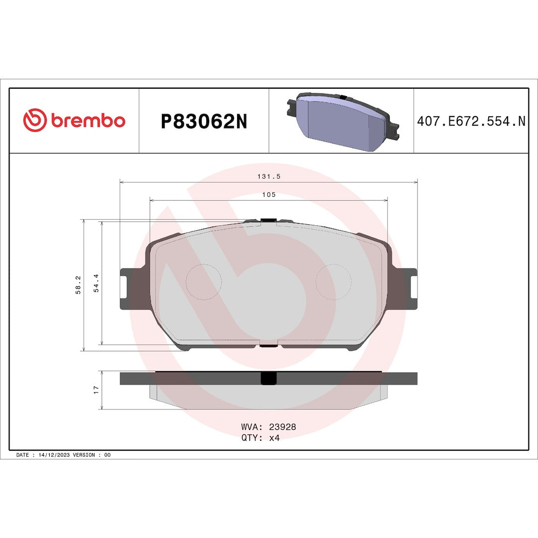 Brembo P83062n Brake Pad||p83062n_Drw.Jpg||87||brmp83062n||1754053