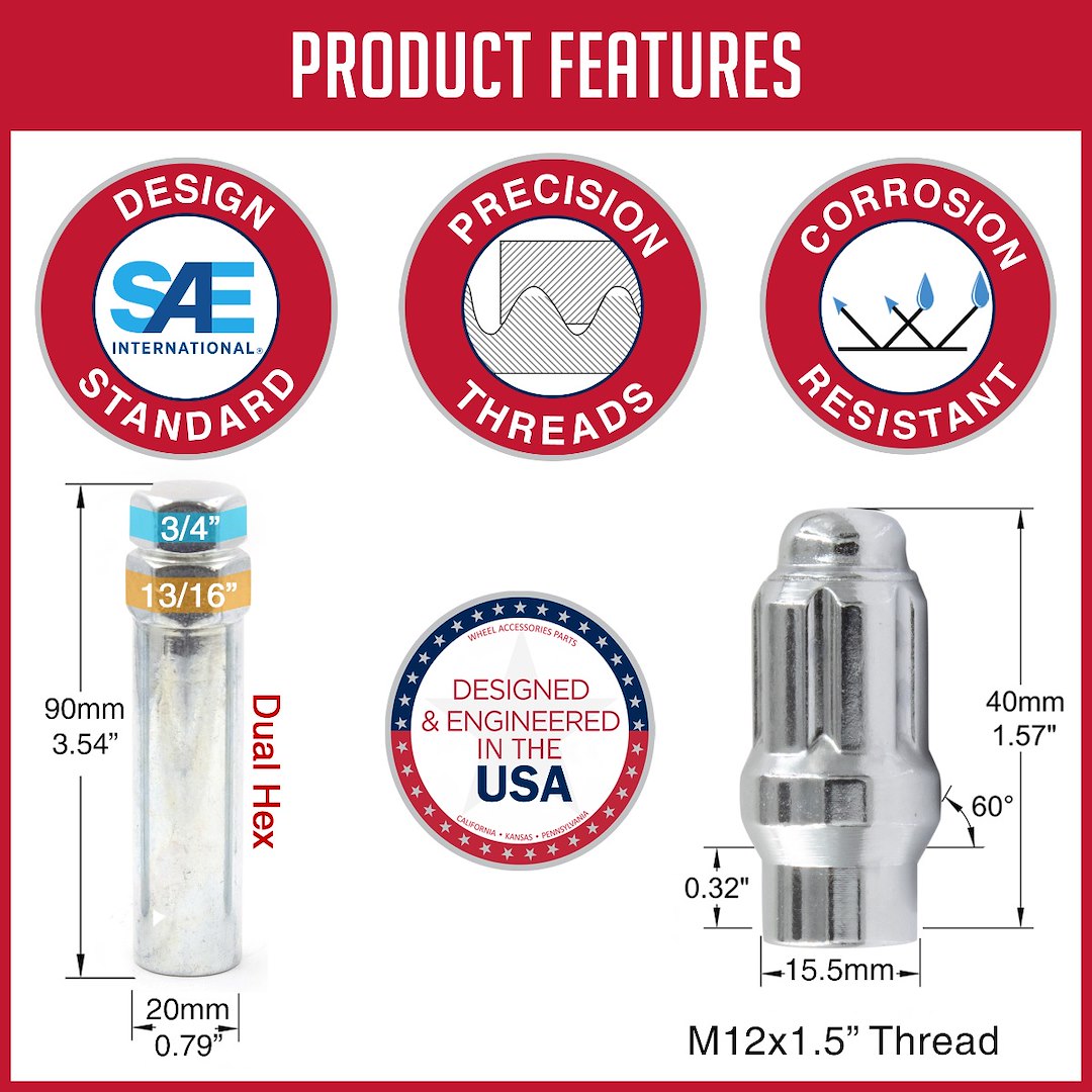 Product of Coyote Wheel Accessories 67K545 ET Shank 12x1.5 Lug Nut