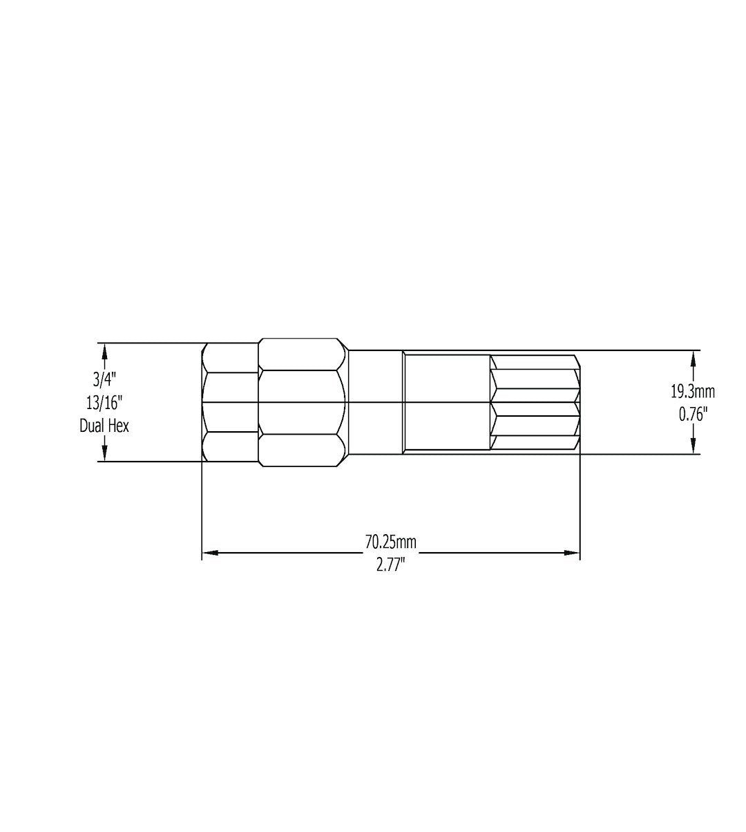Coyote Wheel Accessories 10560-6 Lug Nut Socket||10560-6-Dimensions.Jpg||86||rev105606||925492