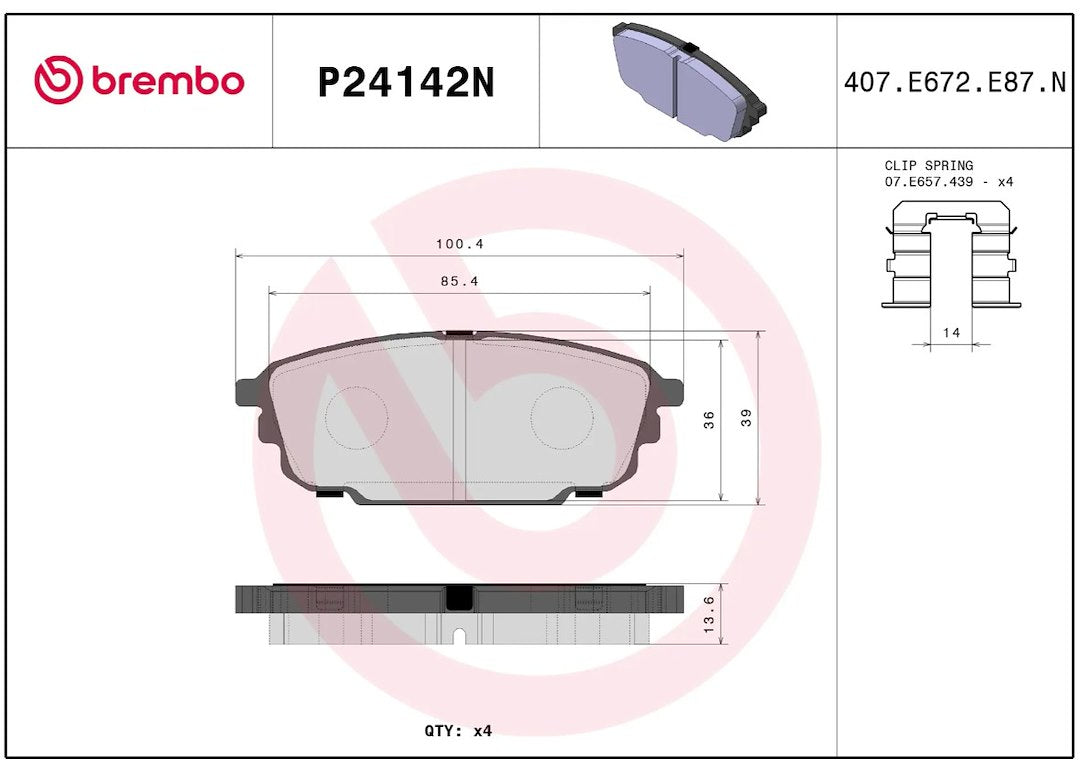 Brembo P24142n Brake Pad||p24142n_R.Jpg||86||brmp24142n||2091692