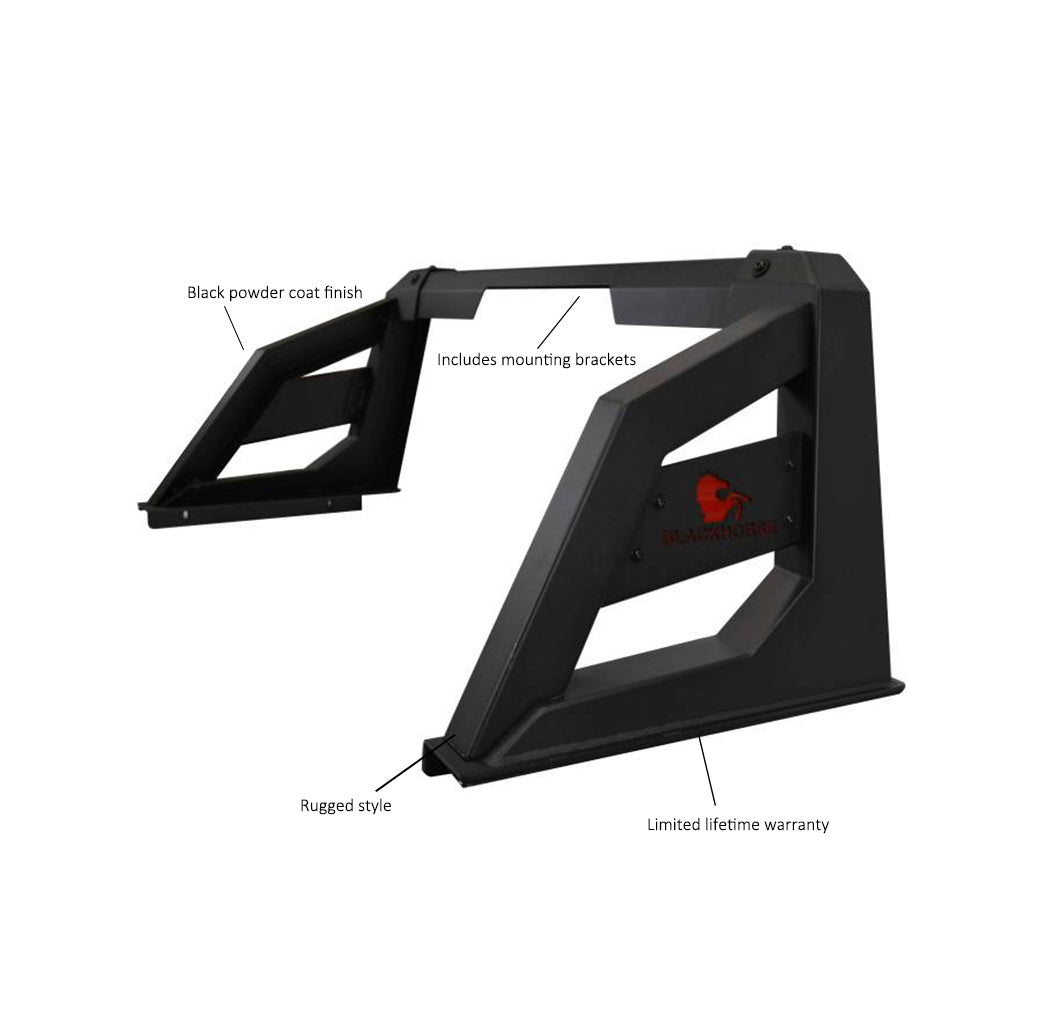 Product of Black Horse Offroad RB-AR1B Square Powder Coated Steel Truck Bed Bar
