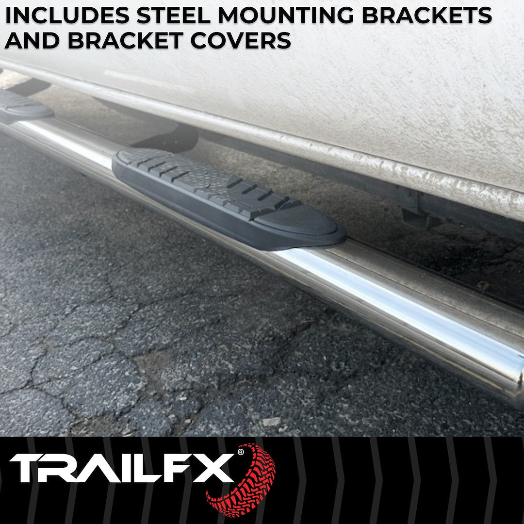 Product of TrailFX A7010S TFX 5" Oval Straight Side Bars Nerf Bar With Surface Steps