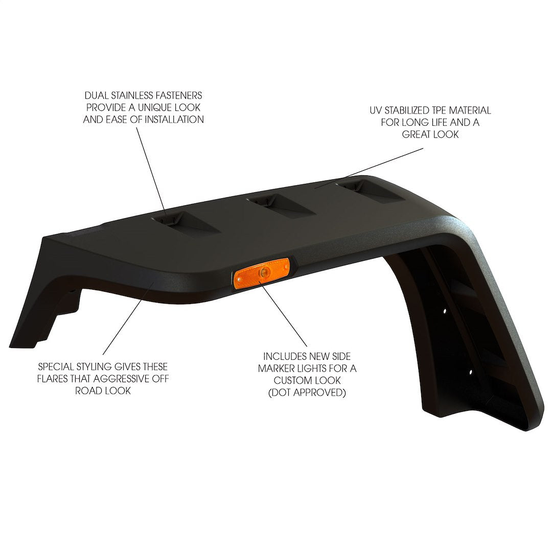 Product of Rugged Ridge 11640.10 Pocket Style/ Exposed Fasteners Black Fender Flare - Set Of 4