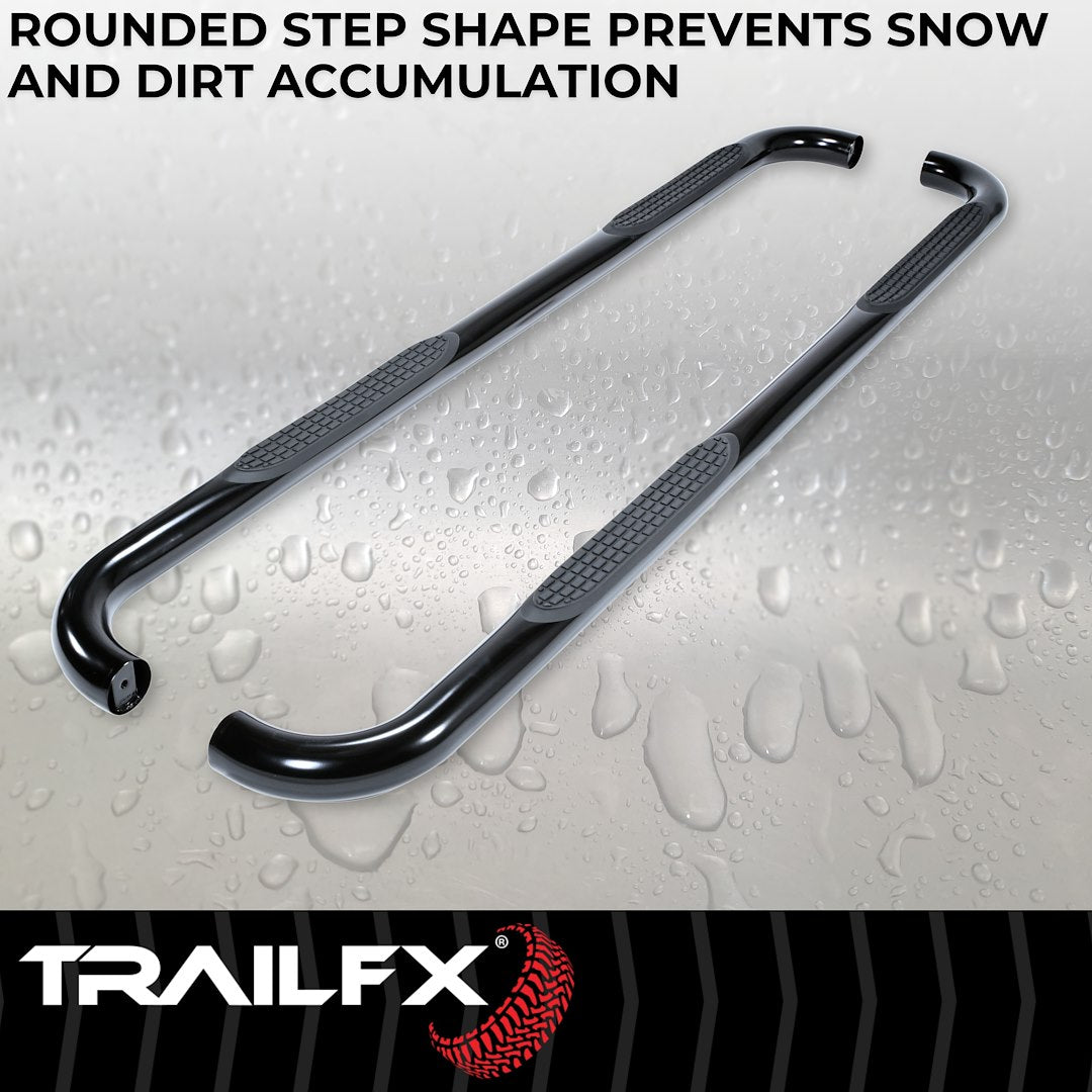 Product of TrailFX 1130308093 TFX Round Tube Side Steps Nerf Bar With Surface Steps