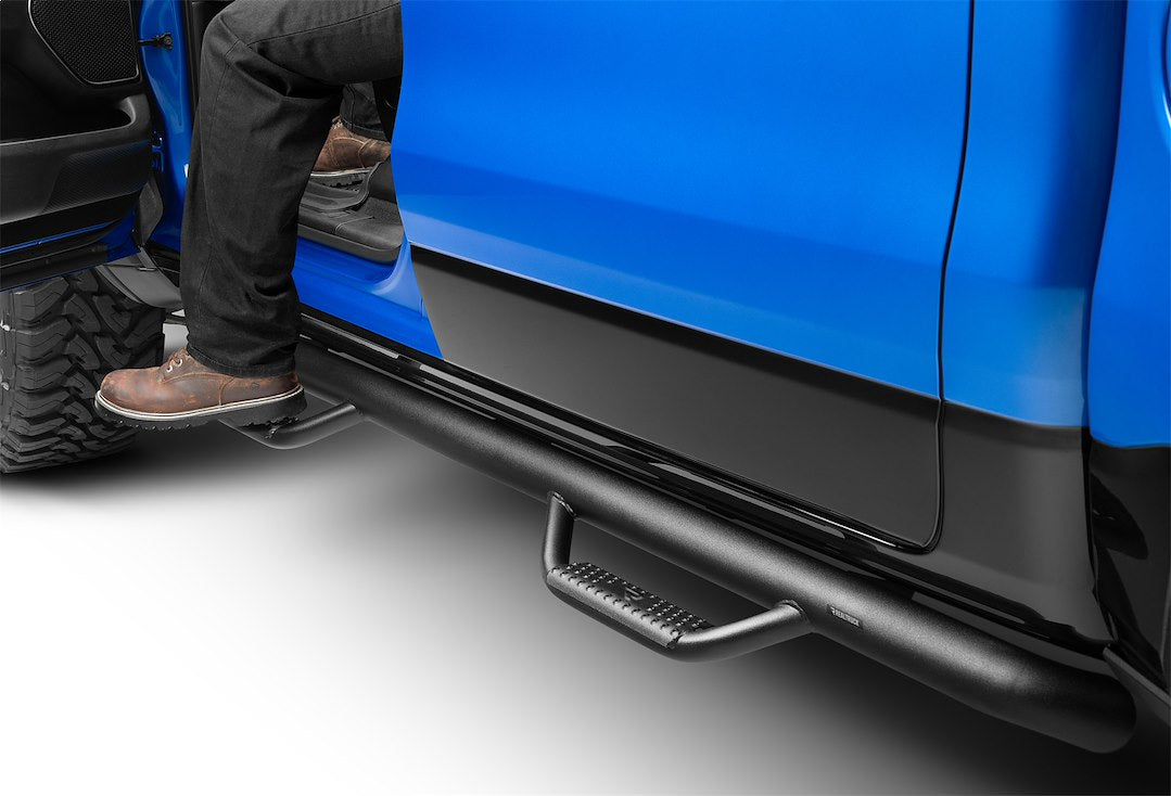 Product of N-Fab D2080CC-TX Cab Length Nerf Bar With Drop Down Steps