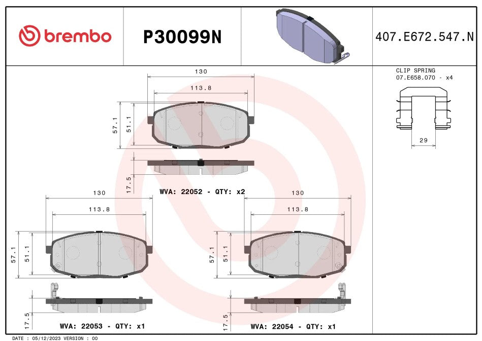 Brembo P30099n Brake Pad||p30099n_2.Jpg||86||brmp30099n||2091586