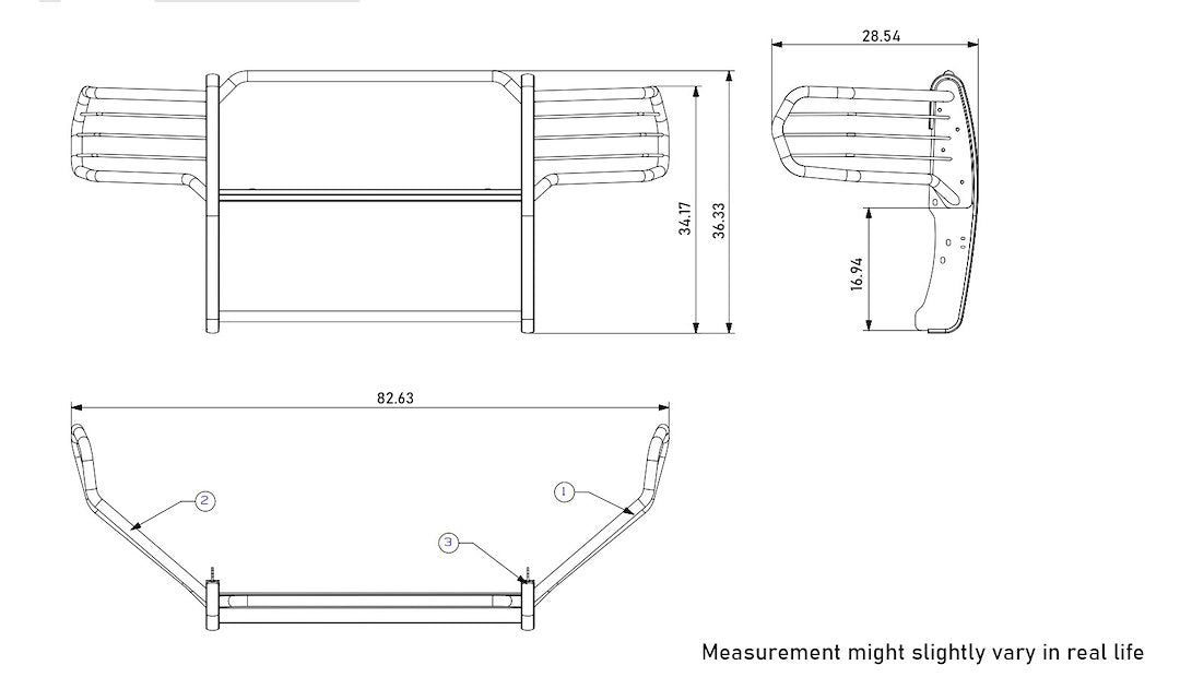 Product of Black Horse Offroad 17DG113MA Grille Guard Modular Black Powder Coated