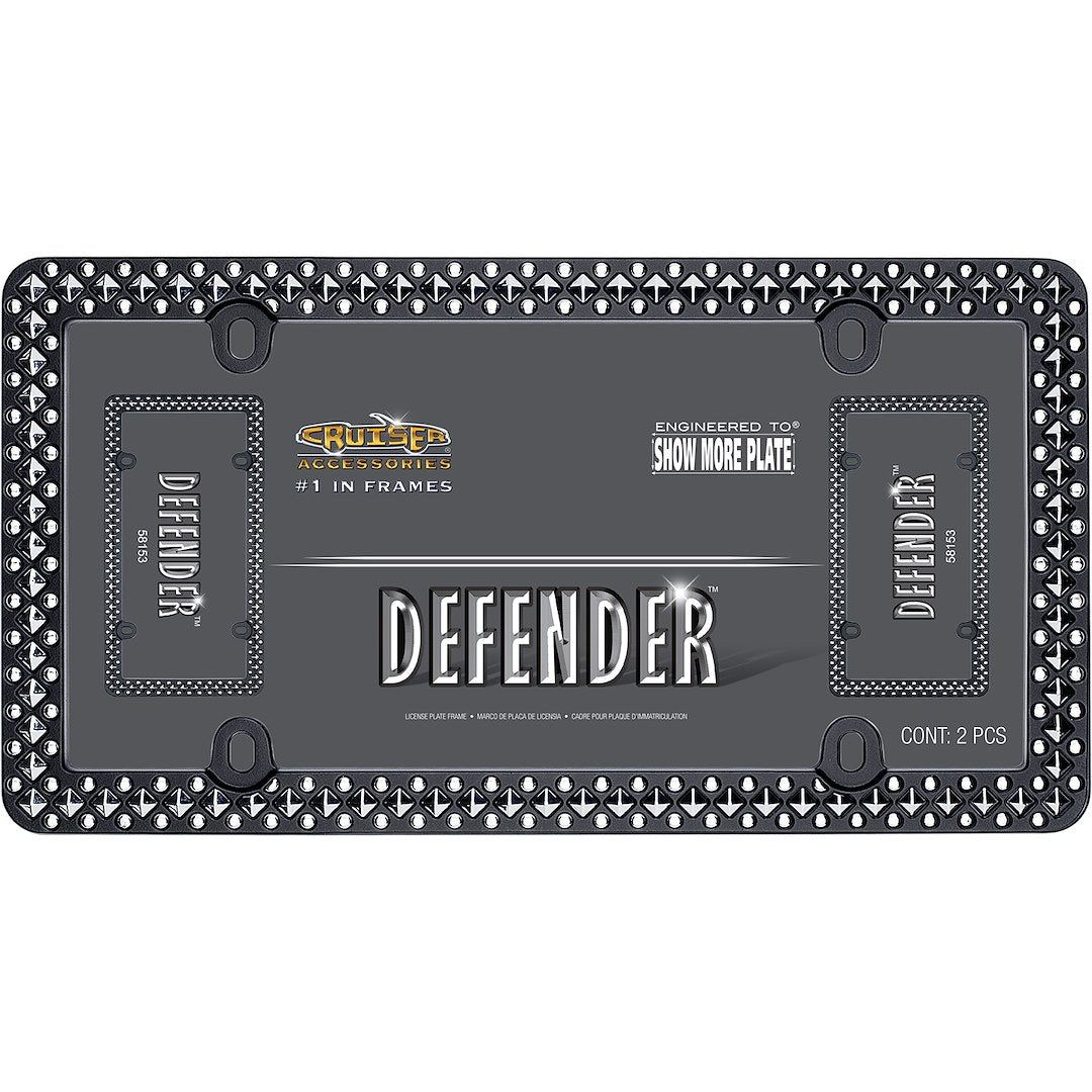 Cruiser 58153 License Plate Frame||58153_P01-Defender_Matte_Black_Chrome-Inpack.Jpg||86||c3458153||996366