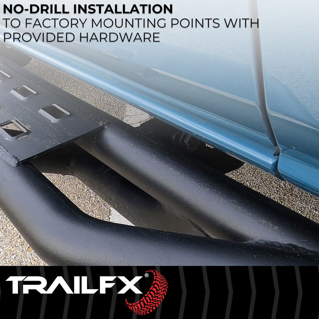 Product of TrailFX BR012T Black Steel Round Tube Rocker Panel Guard