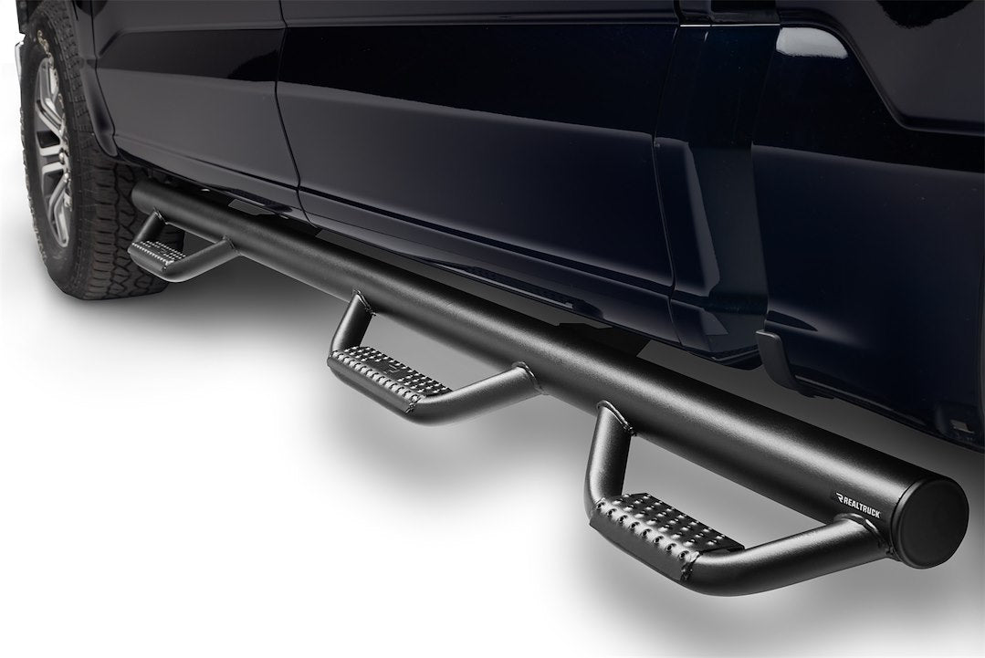 Product of N-Fab F1596CC-6-TX Black Matte Textured Powder Coated Round Nerf Bar - Truck Wheel To Wheel