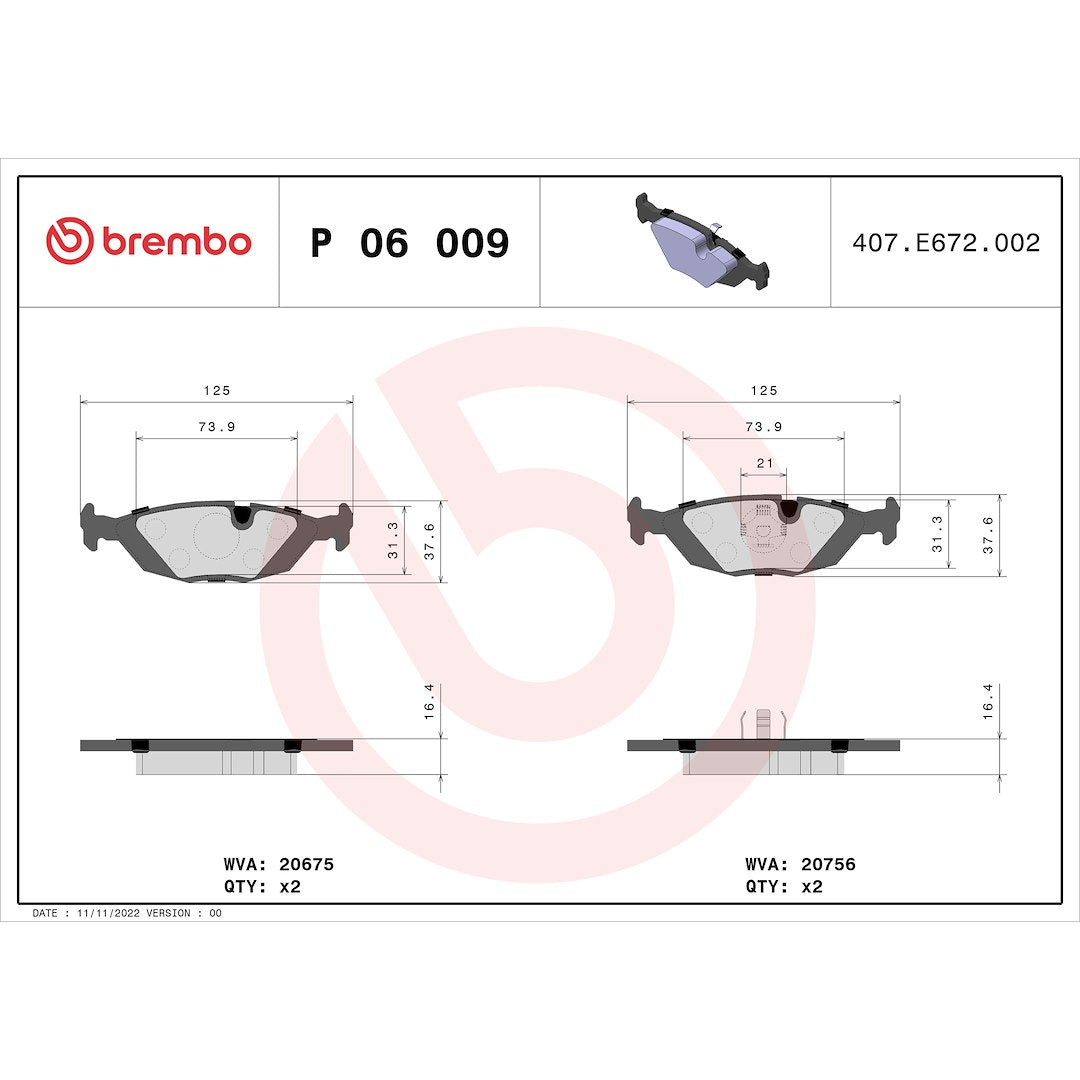 Brembo P06009 Brake Pad||p06009_Drw.Jpg||88||brmp06009||1752121