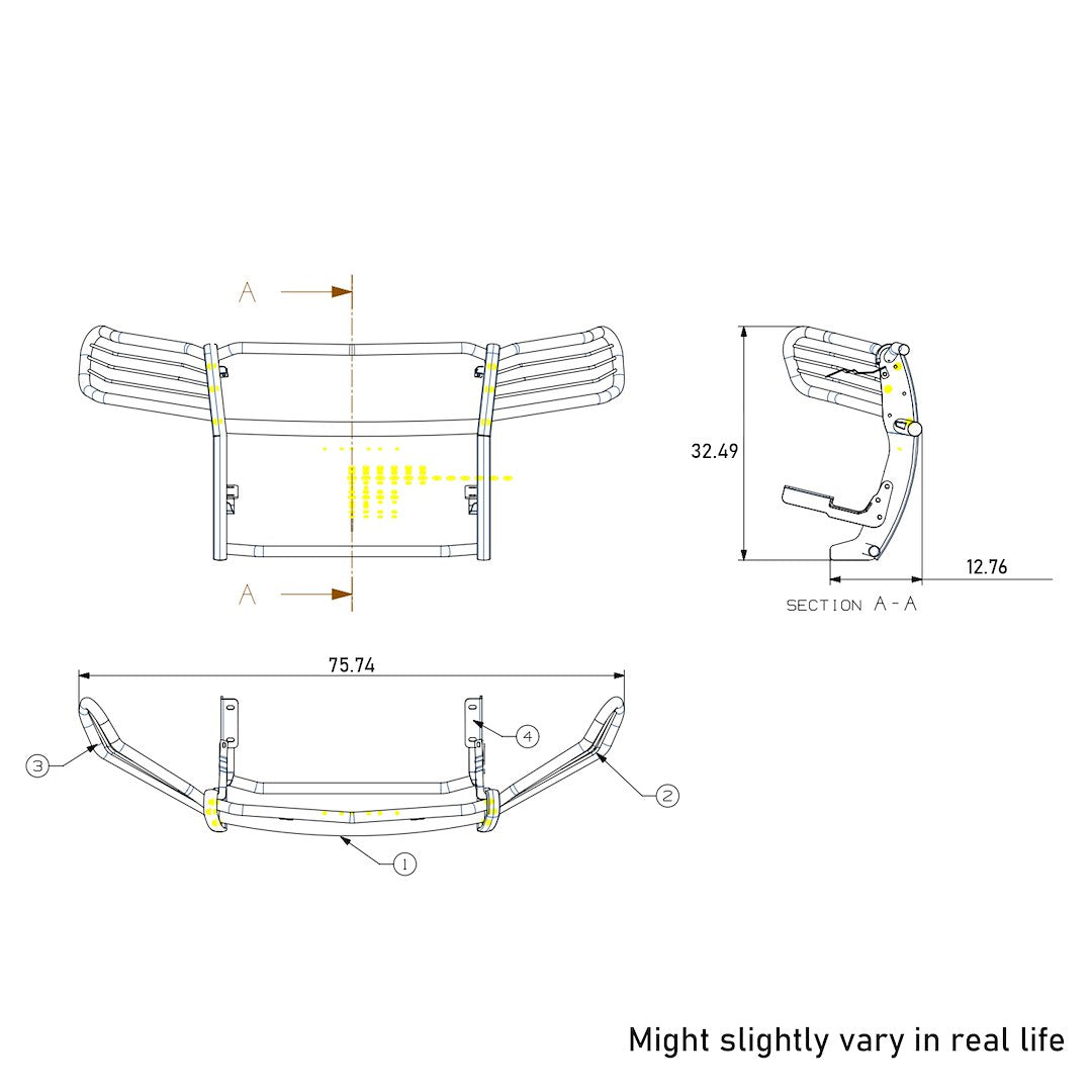 Black Horse Offroad 17a080202ma-Plfb Grille Guard||||95||blka080202lfb||2007463