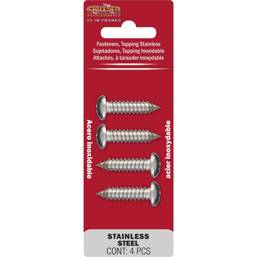 Cruiser 80430 License Plate Mounting Hardware||80430_P01-Fasteners_Tapping-Stainless-Inpack.Jpg||86||c3480430||1330268