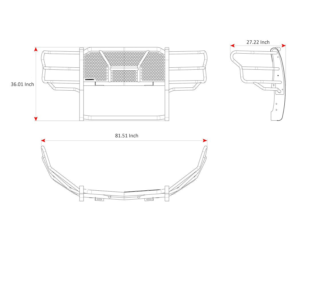 Product of Black Horse Offroad RU-FOF115-B Grille Guard Modular Black Powder Coated