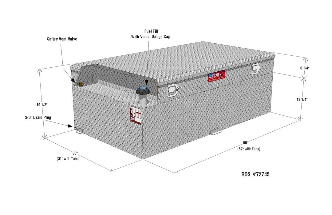 Product of RDS Tanks 72745 Rectangular 91 Gallon Auxiliary Fuel Tank