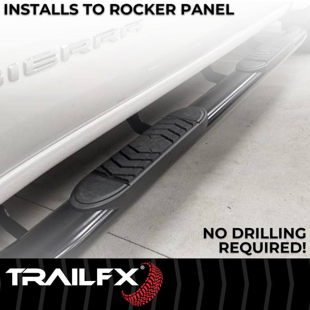 Product of TrailFX A7089B TFX 5" Oval Straight Side Bars Nerf Bar With Surface Steps