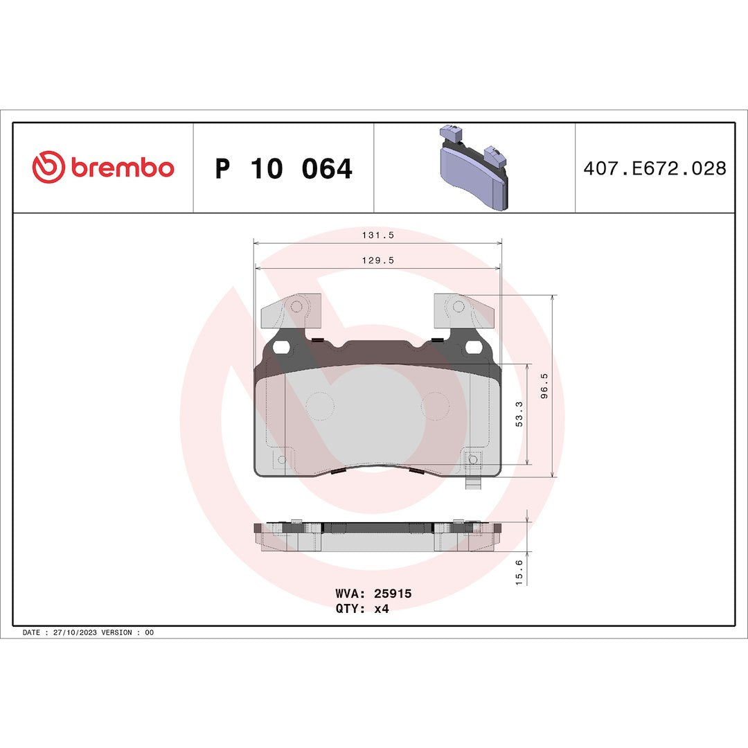 Brembo P10064 Brake Pad||p10064_Drw.Jpg||88||brmp10064||1752637