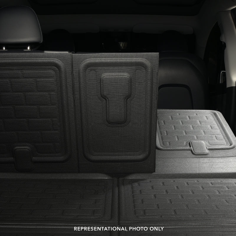 Product of 3D Mats Q1KA0721309 Black Thermoplastic Rubber Of Carbon Fiber Texture To Back Of 2nd Seat Cargo Area Liner