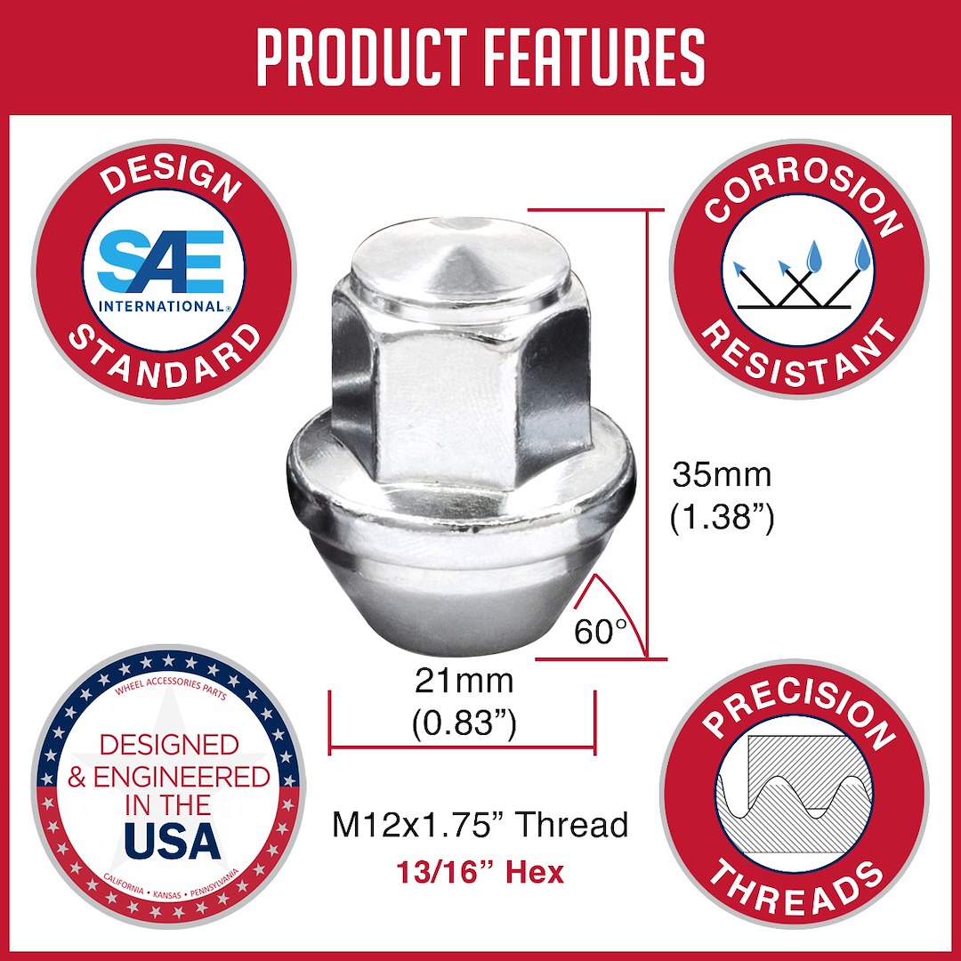 Product of Coyote Wheel Accessories 12K548 60 Degree Conical Bulge 14x1.5 Lug Nut