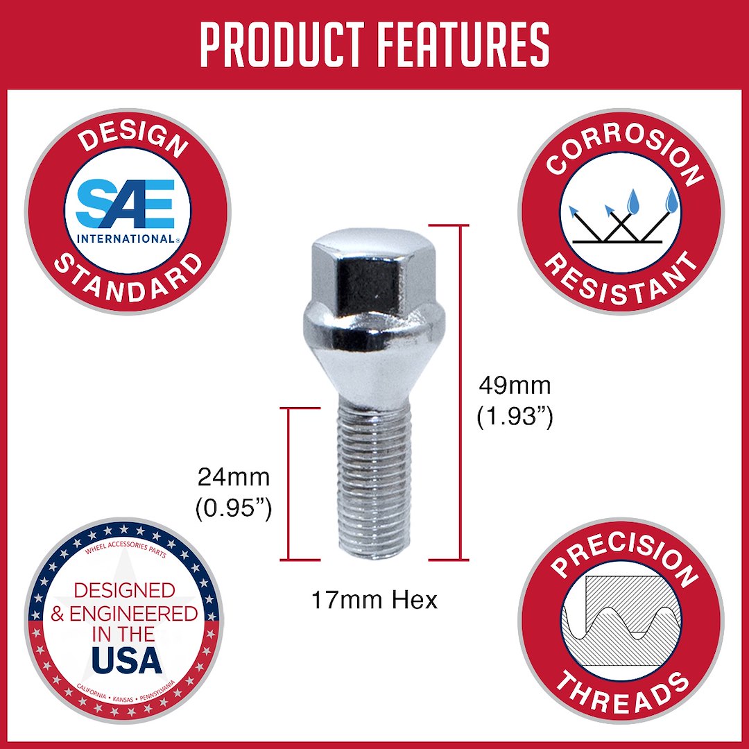 Coyote Wheel Accessories 84k549-24 Lug Bolt||product_Features_Chrome_2_1.Jpg||88||rev84k54924||1323114