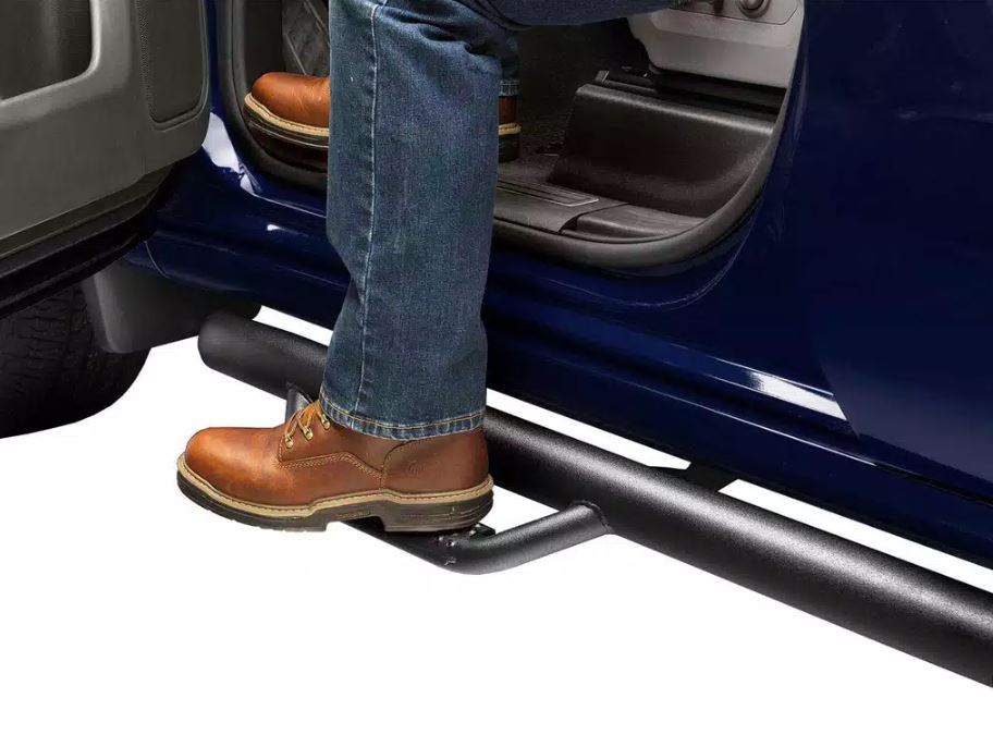 Product of N-Fab N16100CC-6-TX Black Matte Textured Powder Coated Round Nerf Bar - Truck Wheel To Wheel