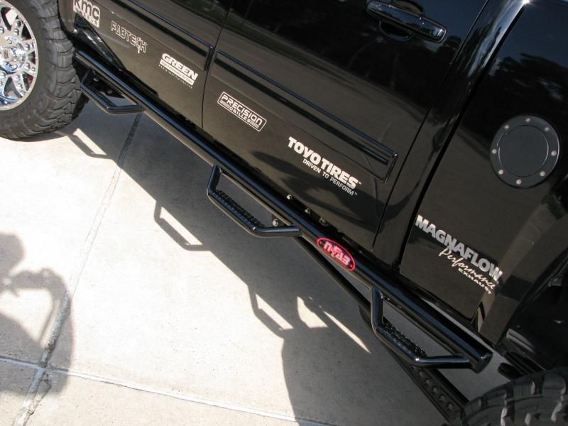 Product of N-Fab C07100CC-6 Black Gloss Powder Coated Round Nerf Bar - Truck Wheel To Wheel