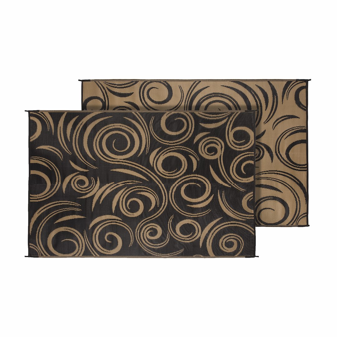 Faulkner 69098 Patio Mat||flk_68946_Patio Mat_Swirl_Black-Beige_Front-Back.Jpg||85||flk69098||2062495