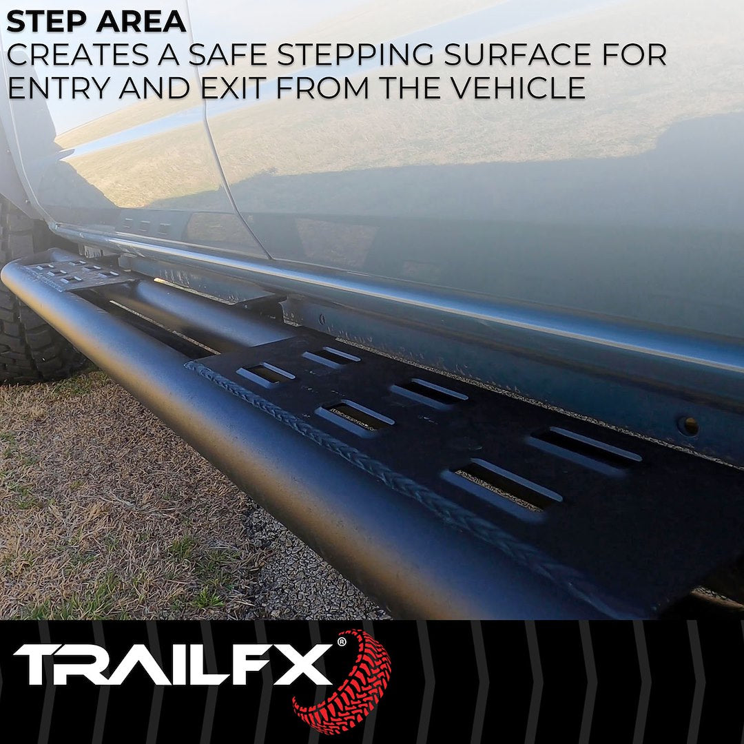Product of TrailFX BR011T Black Steel Round Tube Rocker Panel Guard