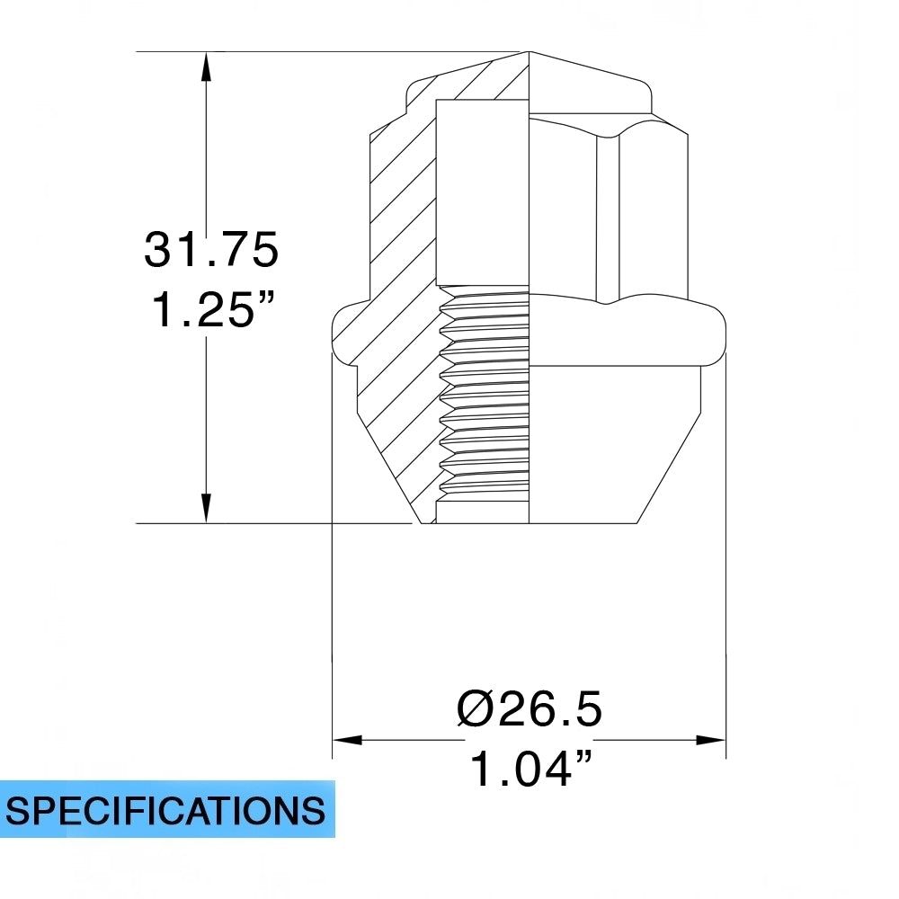 Product of Coyote Wheel Accessories 80K645 60 Degree Conical 12x1.5 Lug Nut
