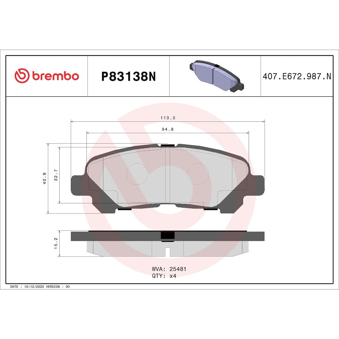 Brembo P83138n Brake Pad||p83138n_Drw.Jpg||91||brmp83138n||1754152