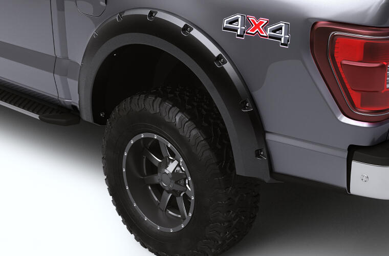 Product of Bushwacker 28315-08 Pocket Style/ Exposed Fasteners Black Fender Flare - Set Of 4