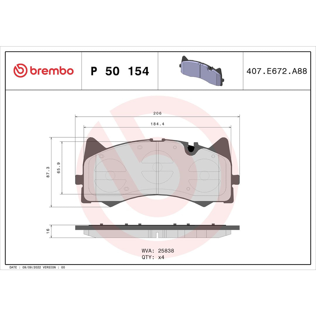 Brembo P50154 Brake Pad||p50154_Drw.Jpg||88||brmp50154||1755027