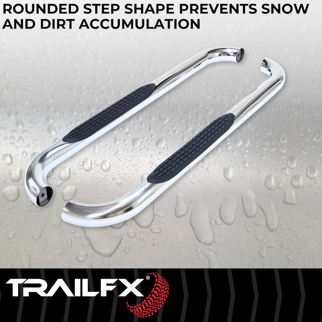 Product of TrailFX 1130301041 TFX Round Tube Side Steps Nerf Bar With Surface Steps