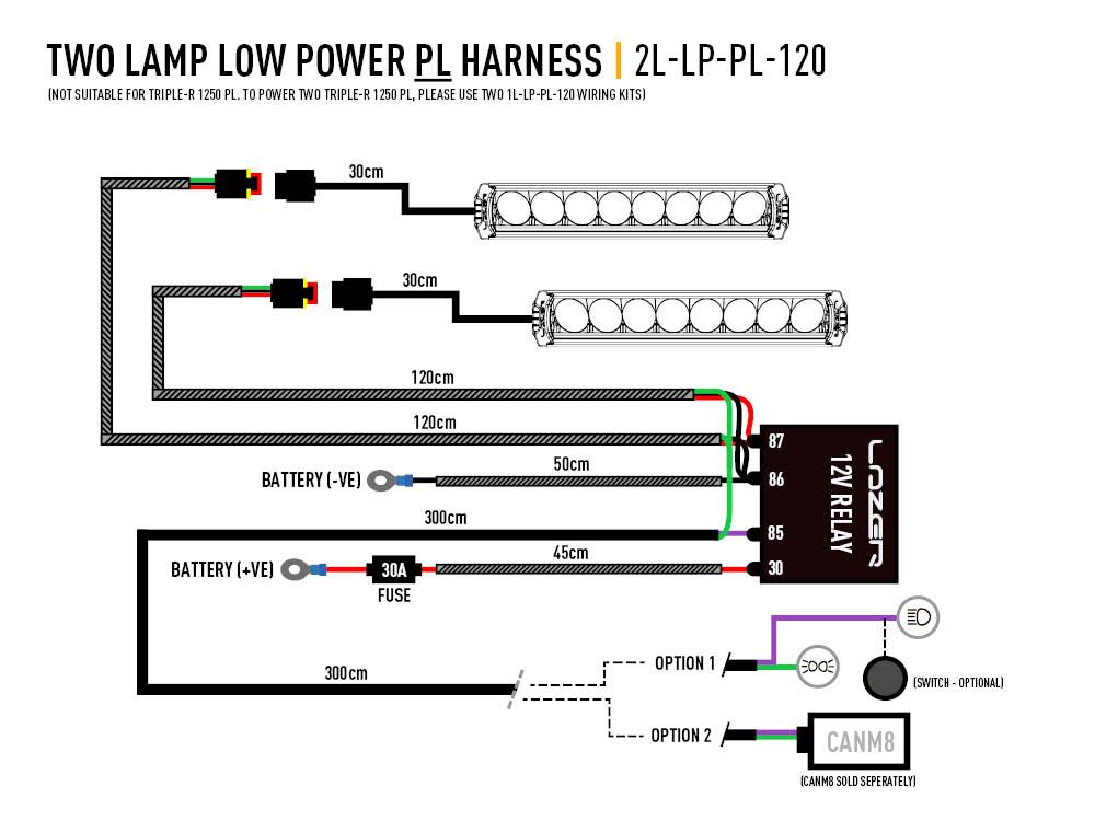 Triple-R Light 2l-Lp-Pl-120 Light Bar Wiring Harness||2l-Lp-Pl-120_1.Jpg||86||trp2llppl120||1277481