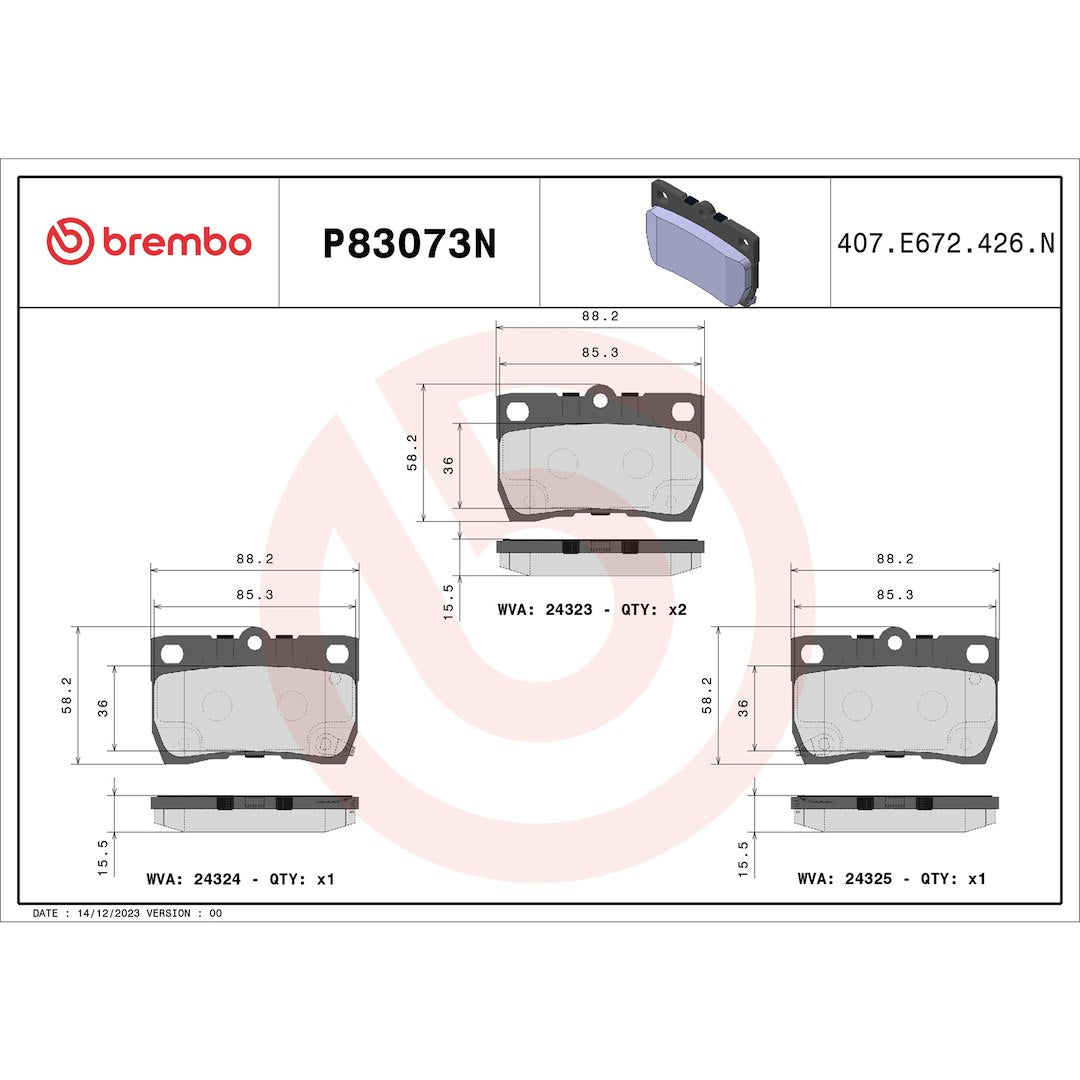 Brembo P83073n Brake Pad||p83073n_Drw.Jpg||91||brmp83073n||1754084