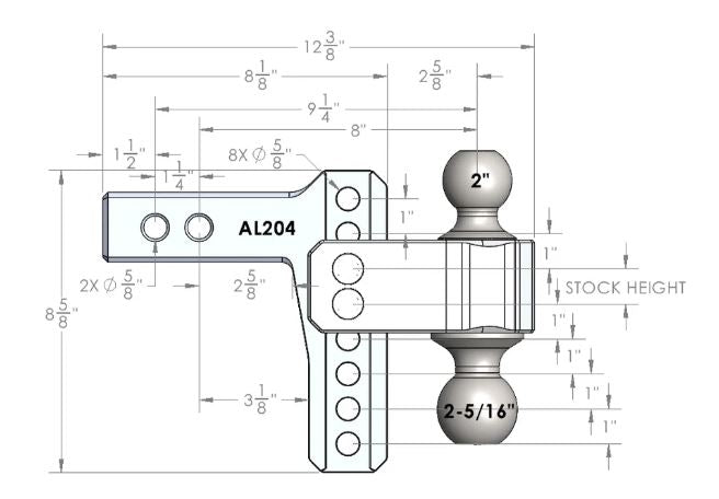 Bulletproof Hitches Al204 Trailer Hitch Ball Mount||al204_7.Jpg||92||bphal204||1736309