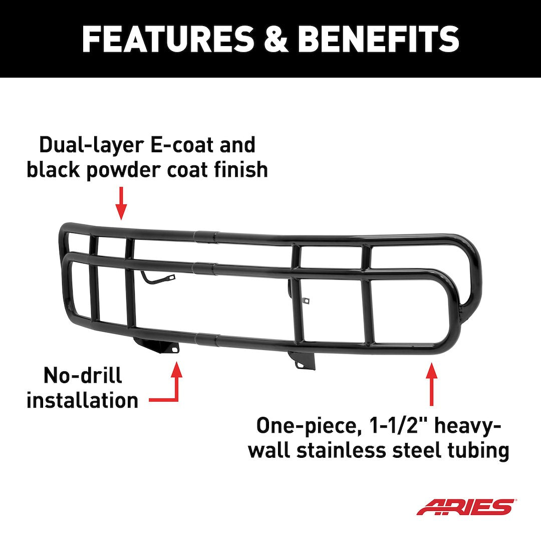 Product of Aries 4076 Grille Guard 1-Piece Black Semi Gloss Powder Coated