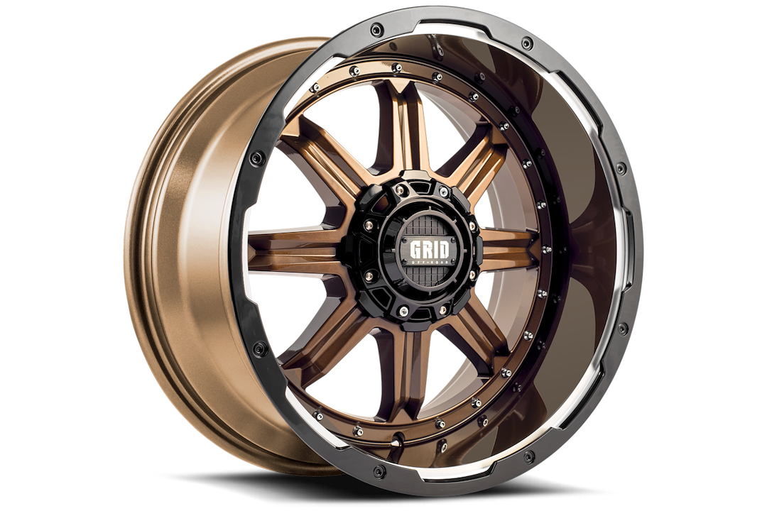 Product of Grid Wheels 17x9 Bronze With Black Lip Wheel - 8x6.69 Bolt Pattern