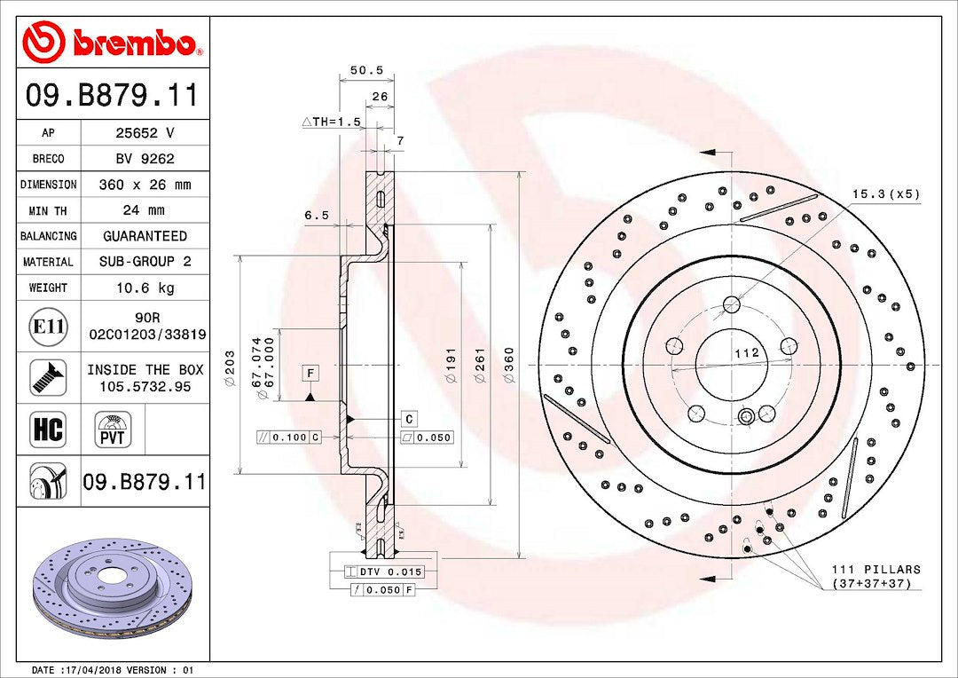 Brembo 09b87911c02 Brake Rotor||09.B879.11_2.Jpg||87||brm09b87911||869930