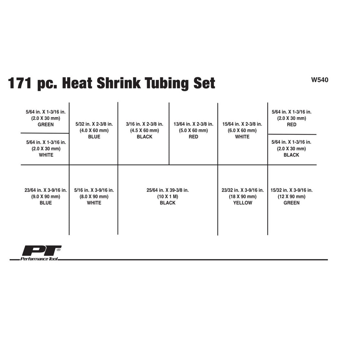 Performance Tool W540 Heat Shrink Tubing Assortment||w540_2.Jpg||87||ptlw540||1594435