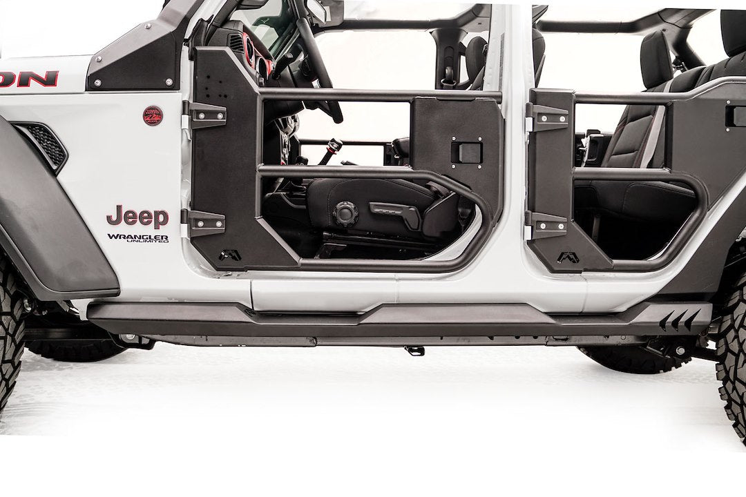 Product of Fab Fours JL18-G1550-1 Black Steel Flat Rocker Panel Guard